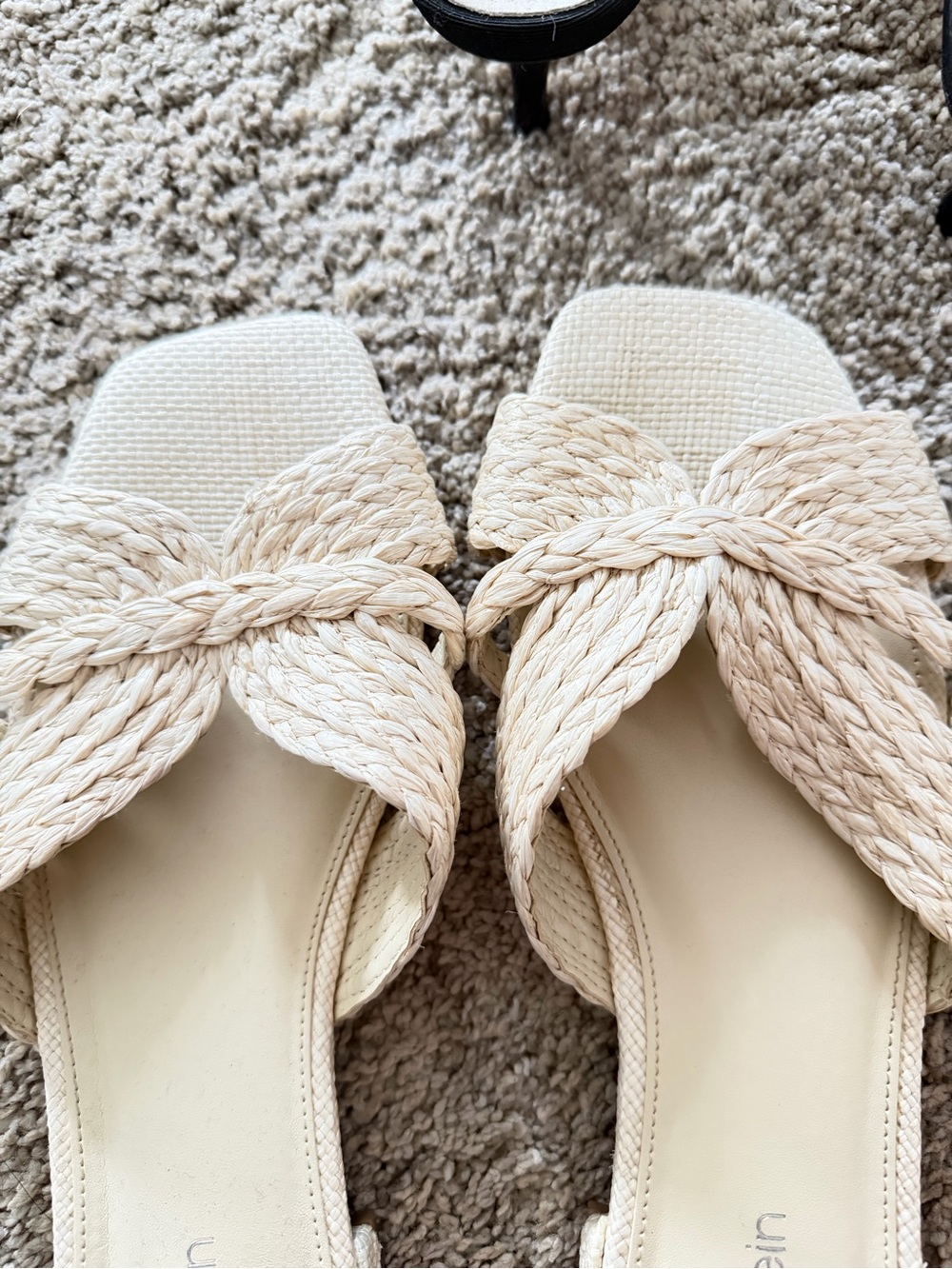 Calvin Klein Braided Cream Slide Mules